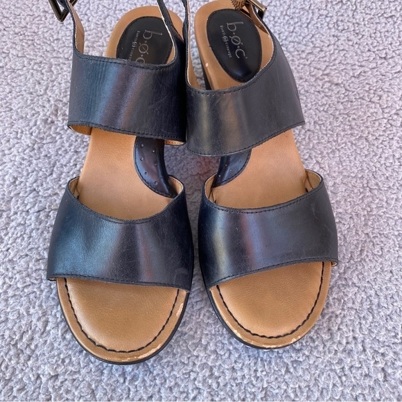 BOC Born Concept Emmeline Black Leather Strap Block Heels Sz 9 M - Picture 3 of 15